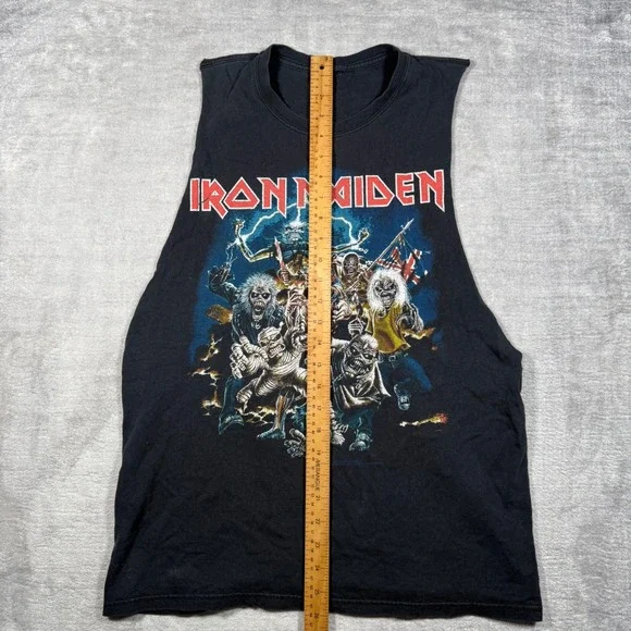 Iron Maiden Shirt Mens Large Black Vintage Y2K Best Of The Beast Metal Cut Off - Picture 8 of 11
